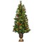 Costway 3/4/5 ft Pre-Lit Christmas Entrance Tree In Urn with 40/60/100 LED Light Red Berries Pine Cone